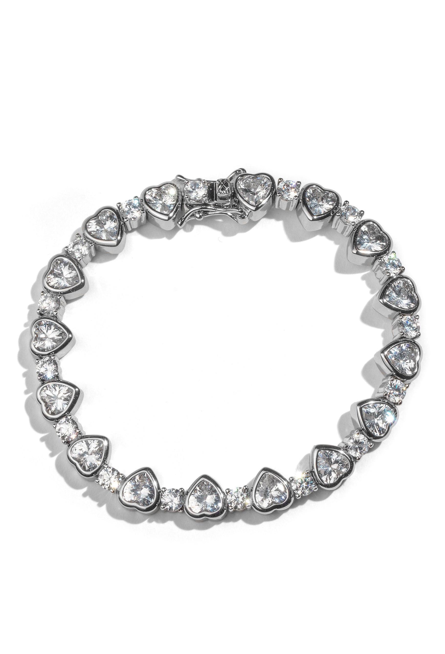 Heart Bezel Tennis Bracelet White Crystals