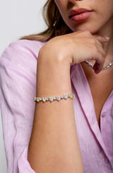 Heart Tennis Bracelet - Gold