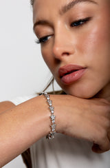 White Bezel Star Tennis Bracelet
