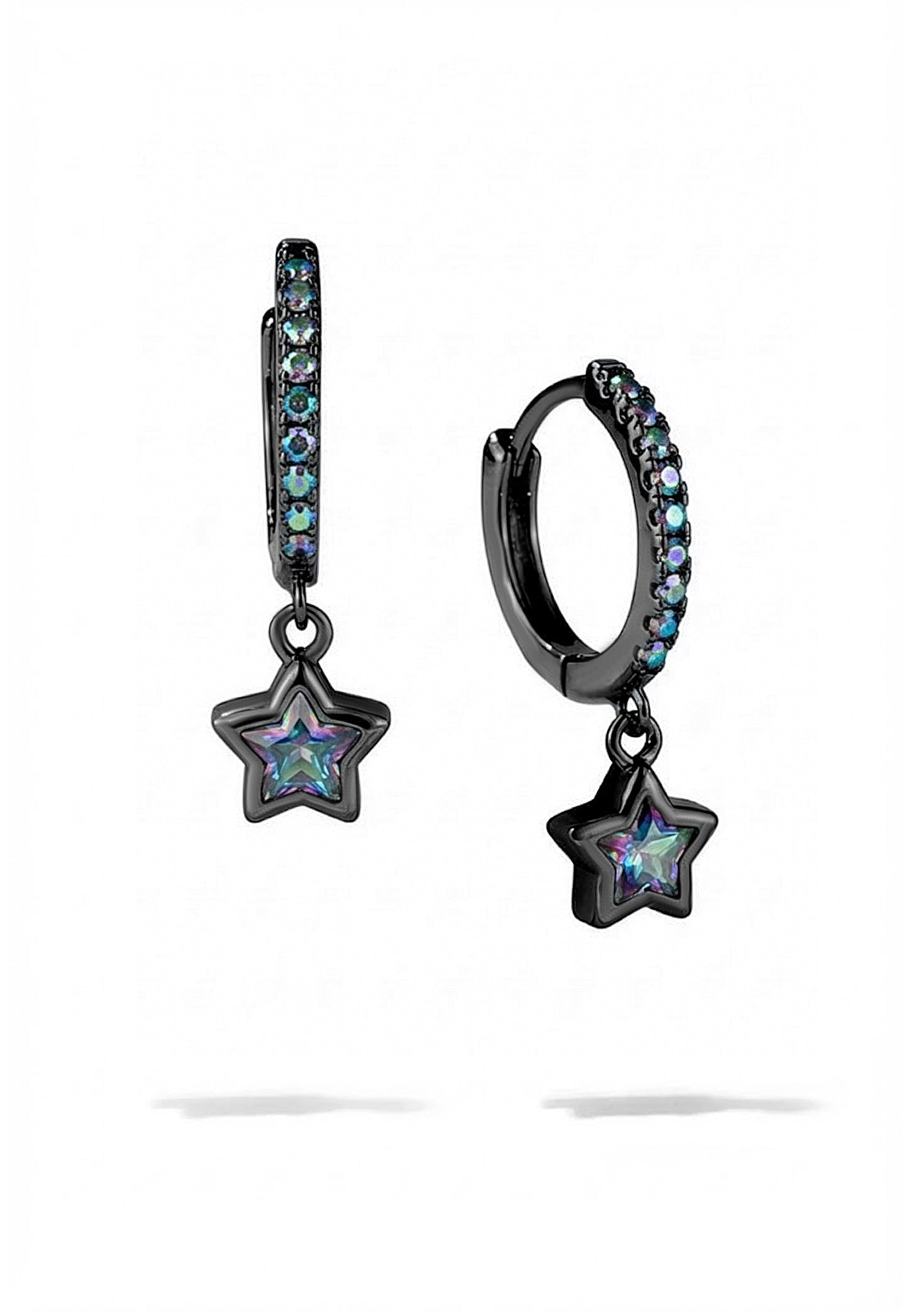 Mystic Topaz Star Bezel Huggies