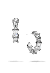 Silver Crystal Hoops