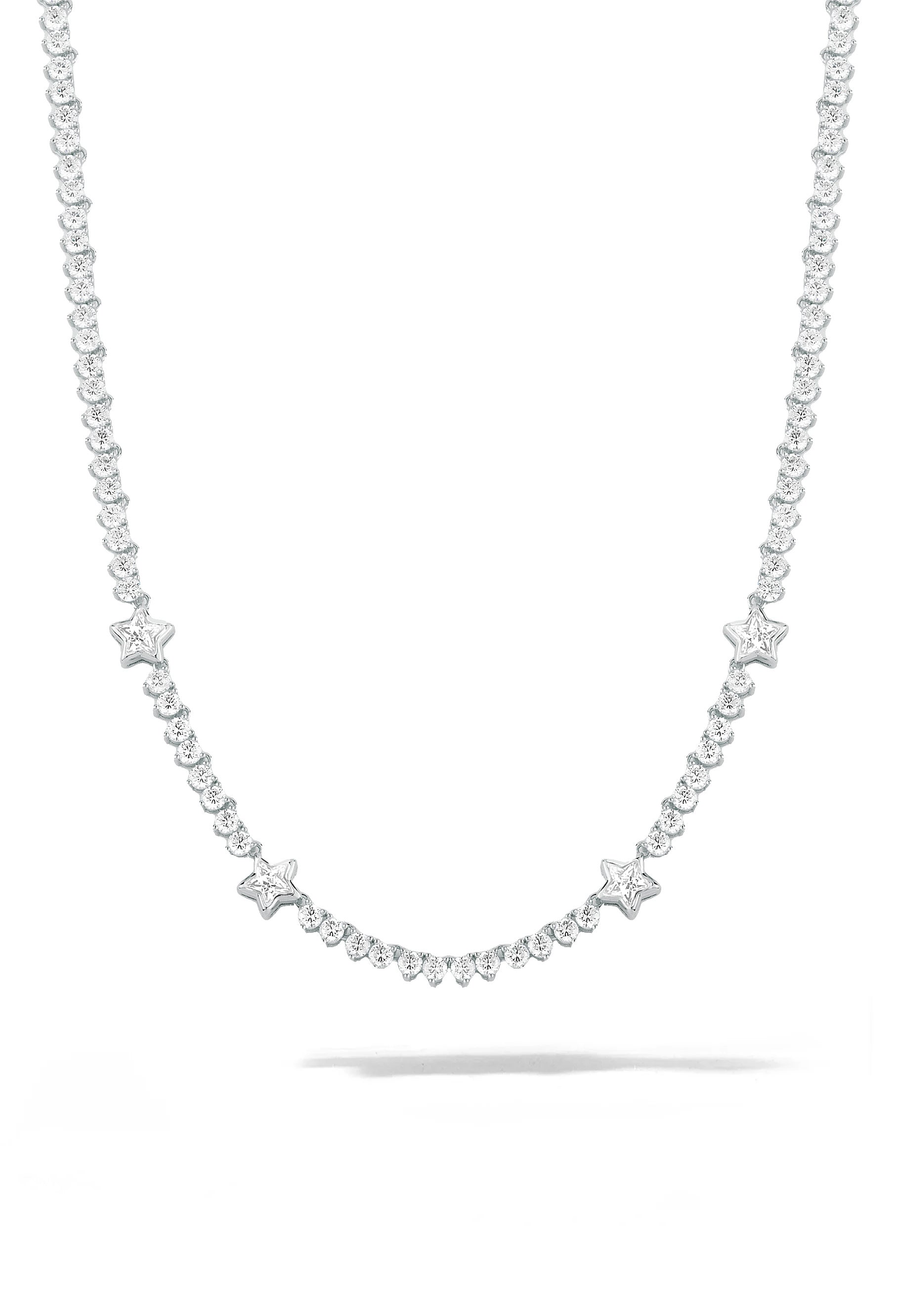 Silver White Star Tennis Necklace