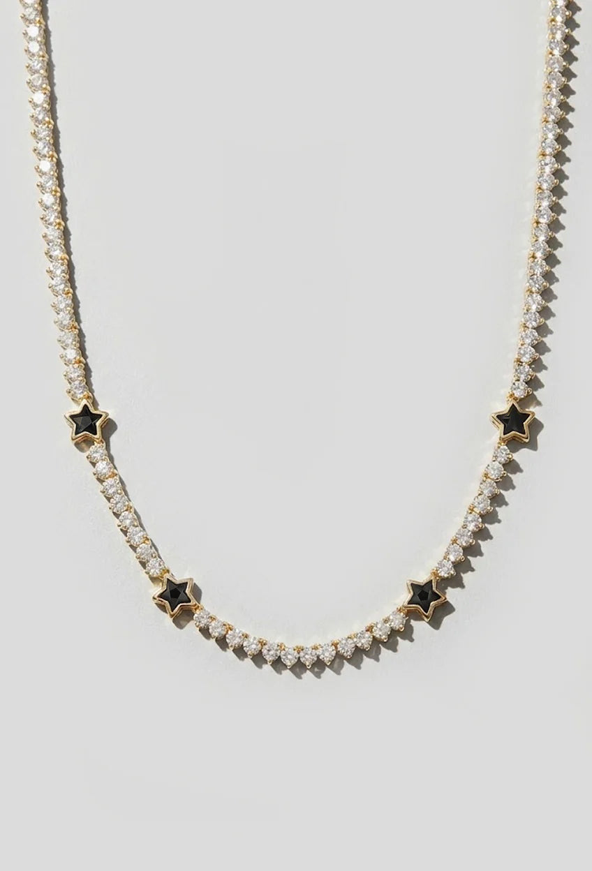 Black Star Tennis Necklace