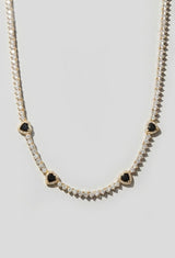 Black Heart Tennis Necklace