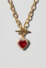 Gold Heart Toggle Chain Necklace