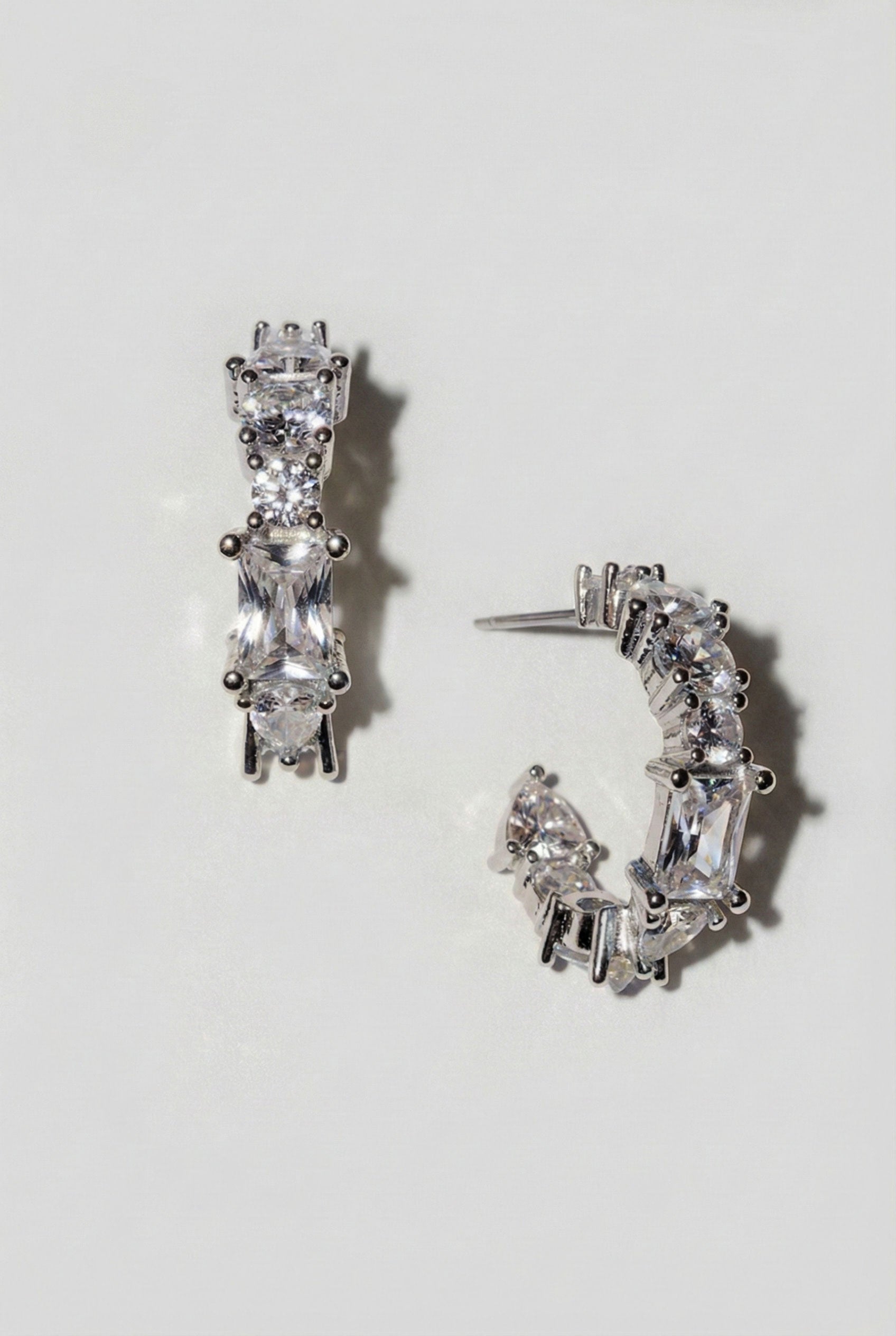 Silver Crystal Hoops